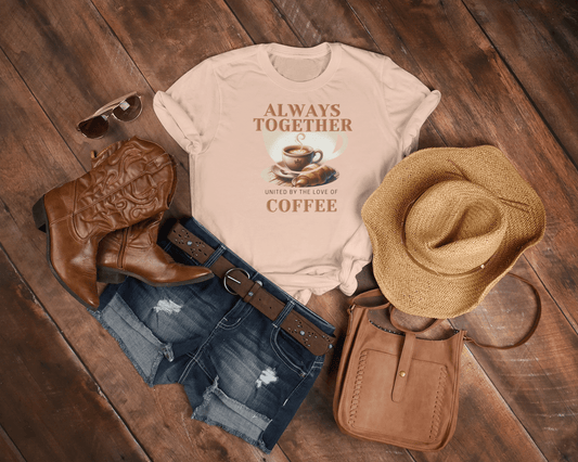 Always Together, United by the Love of Coffee T-shirt. - InkArt Fashions