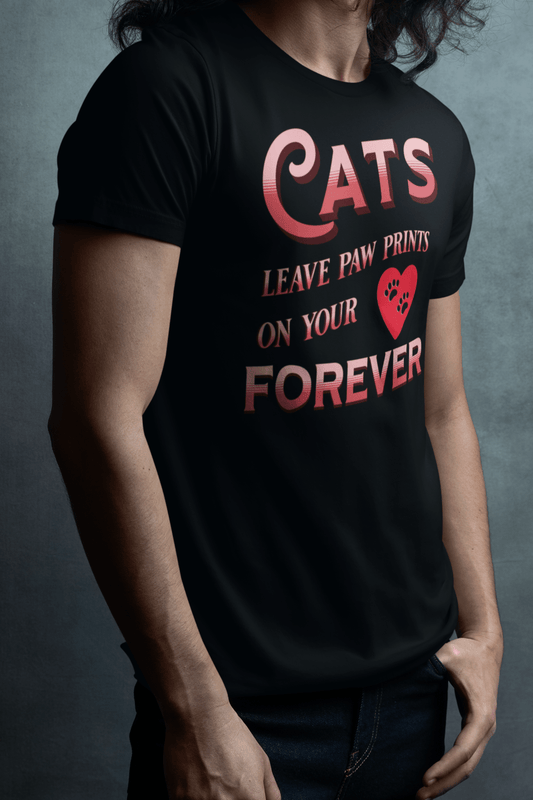 Cats leave paw prints on your heart forever T-shirt. - InkArt Fashions