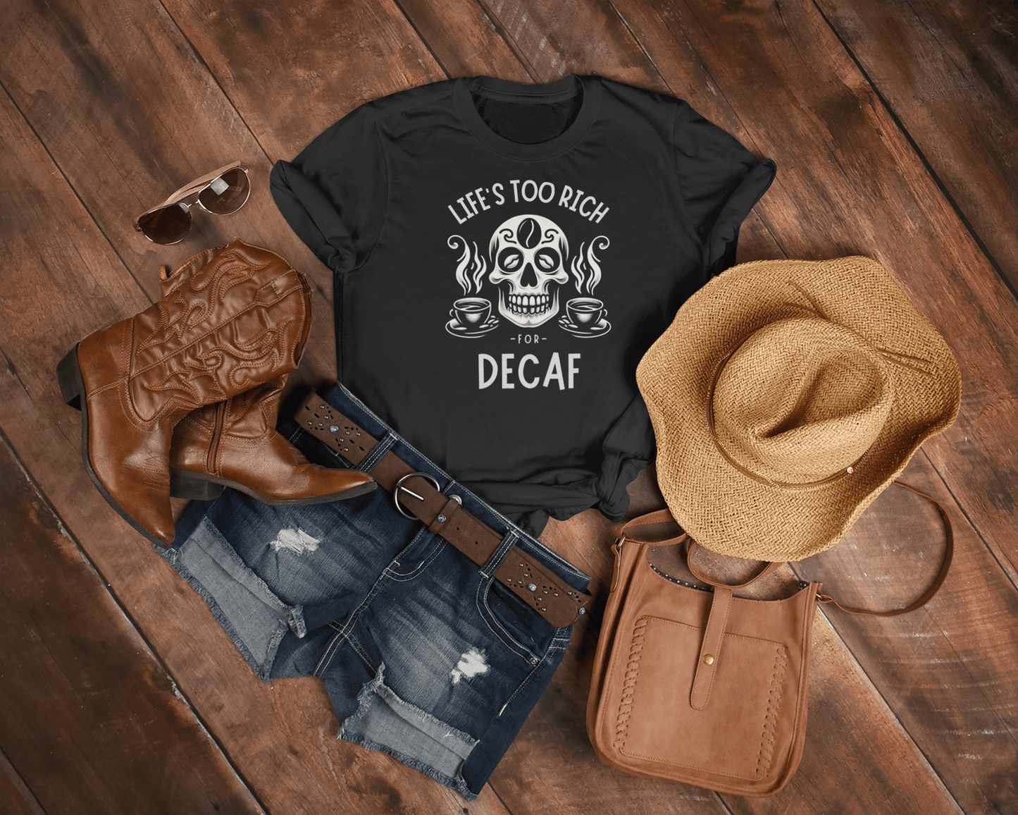 Life's too rich for decaf T-shirt. - InkArt Fashions